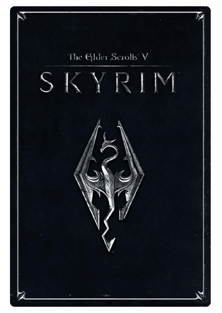 The Elder Scrolls V: Skyrim Cover mit dem Logo in der Mitte.